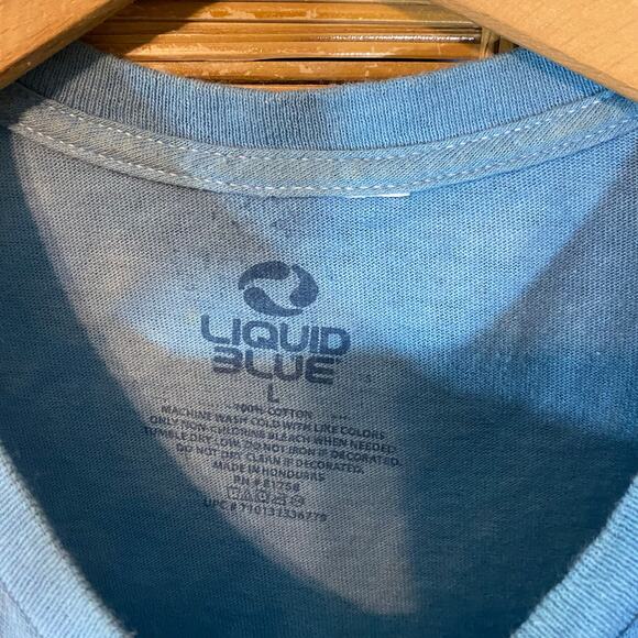 Liquid Blue White Tiger Graphic T-Shirt Moon Waterfall Nature Sz Large - Picture 3 of 4